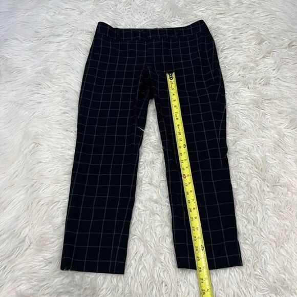Calvin Klein Black Plaid Check Women’s Trouser Straight Leg Work Pants 10 Crop - Picture 5 of 11